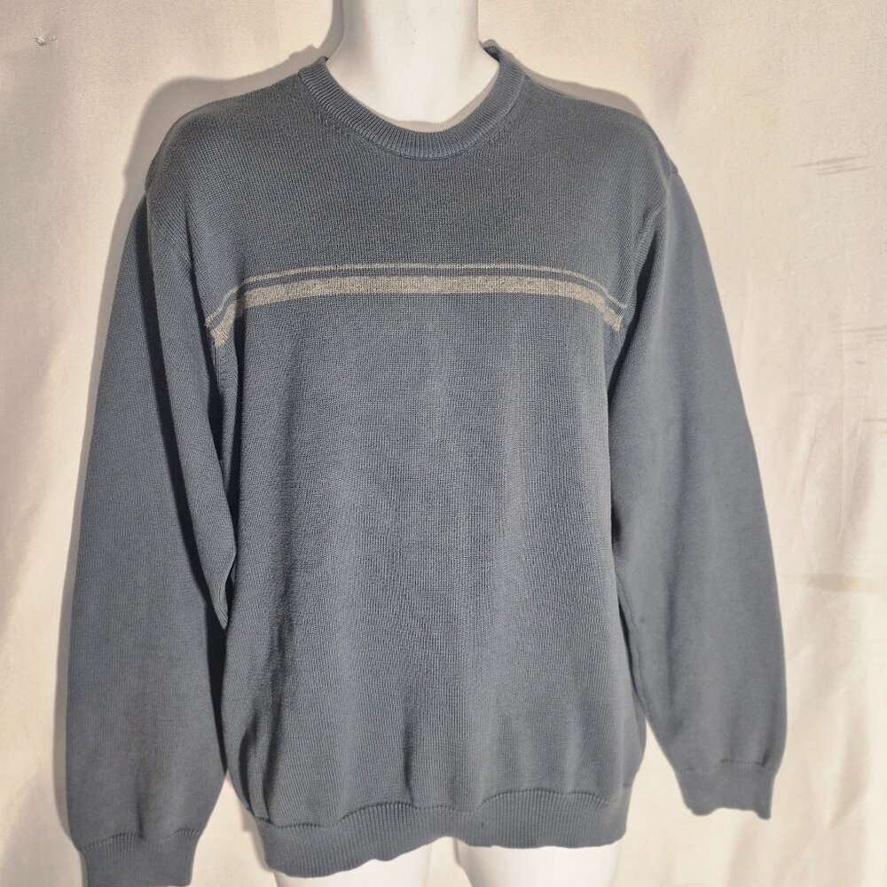 ARROW 100% Cotton sweater, Bluish Green with grey strip in size XL